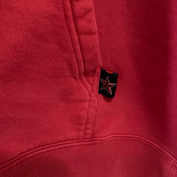 Top Heavy Clothing 💀 2000s Y2K Skull - Skater - Pullover Hoodie - Red & Black - Picture 6 of 10